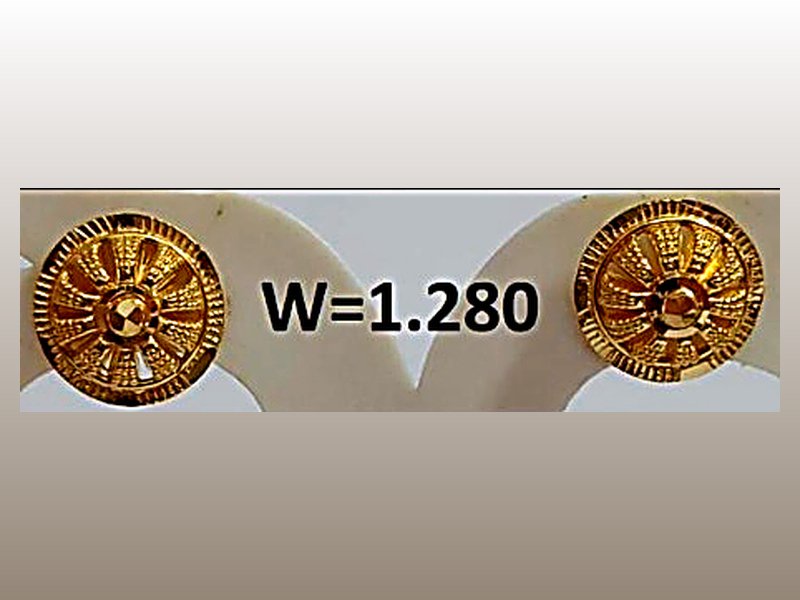 22KT Traditional Chakra Gold Studs (W=1.280g)
