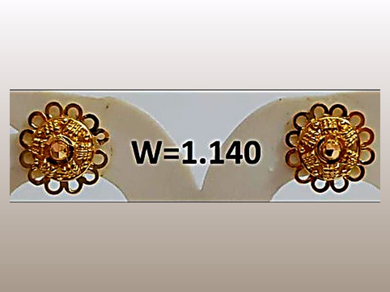 22KT Royal Floral Gold Studs (W=1.140g)