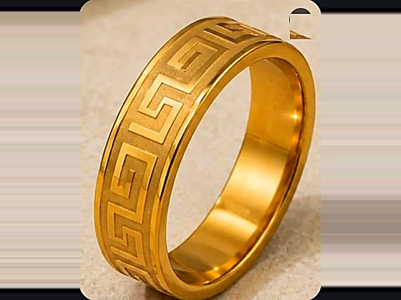22KT Greek Key Pattern Gold Ring