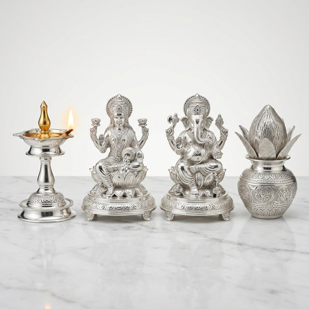 92.5 Sterling Silver Temple Kamakshi Deepam